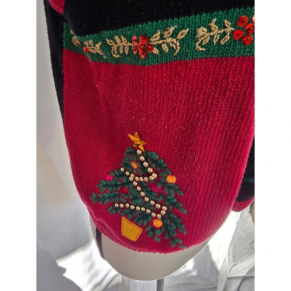 Katie Lu Collection Womens Medium Ugly Christmas‎ Sweater Vest Holiday Sequin